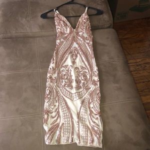 Rose gold sequin dress